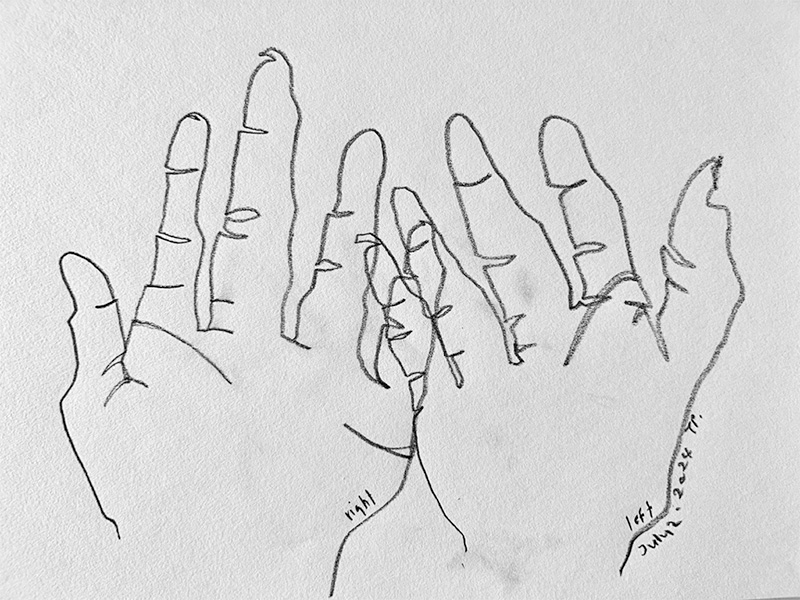 Blind contour hand drawing — genuine inquiry in practice
